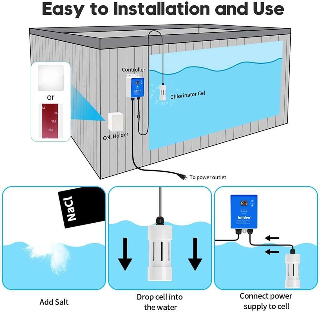 Salt Chlorine Generator, Briidea Chlorine Generator for Hot Tubs