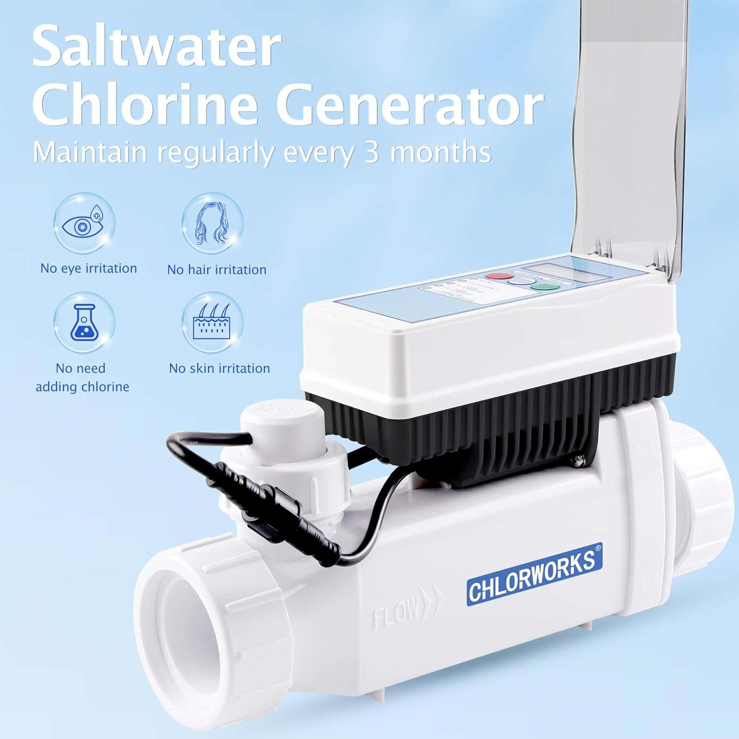 CHLORWORKS Salt Cell - Model No. CWPC60-1, Compatible with Pentair Intellichlor Moldel No. IC60, Salt Chlorine Generator Without Power Center - 6