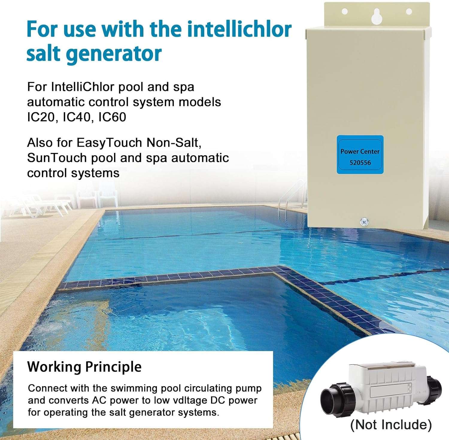 SZHY-LINK 520556 Power Center Replacement Salt Chlorine Generator Systems Compatible with IntelliChlor Pool and Spa Automatic Control System Models - 7