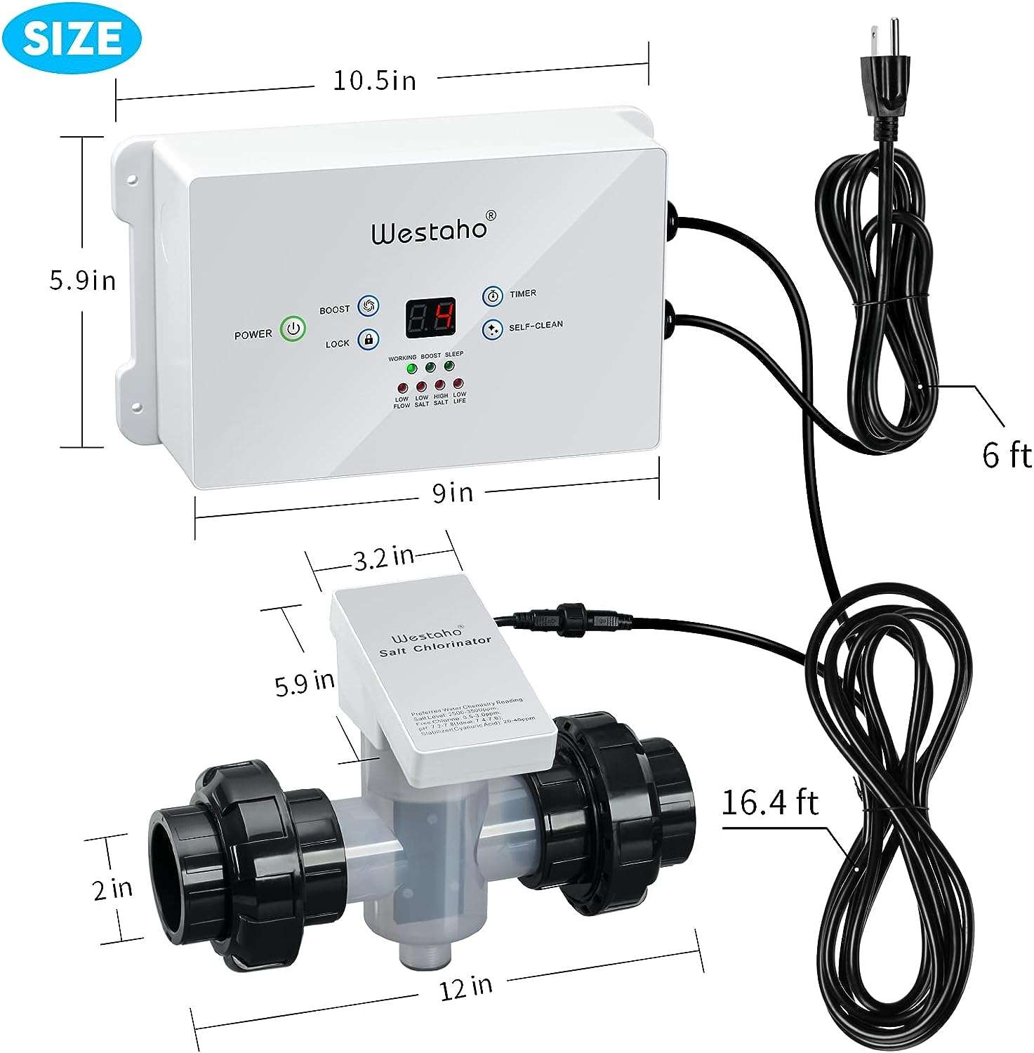 Westaho Salt Water Pool Chlorinator System with USA Titanium