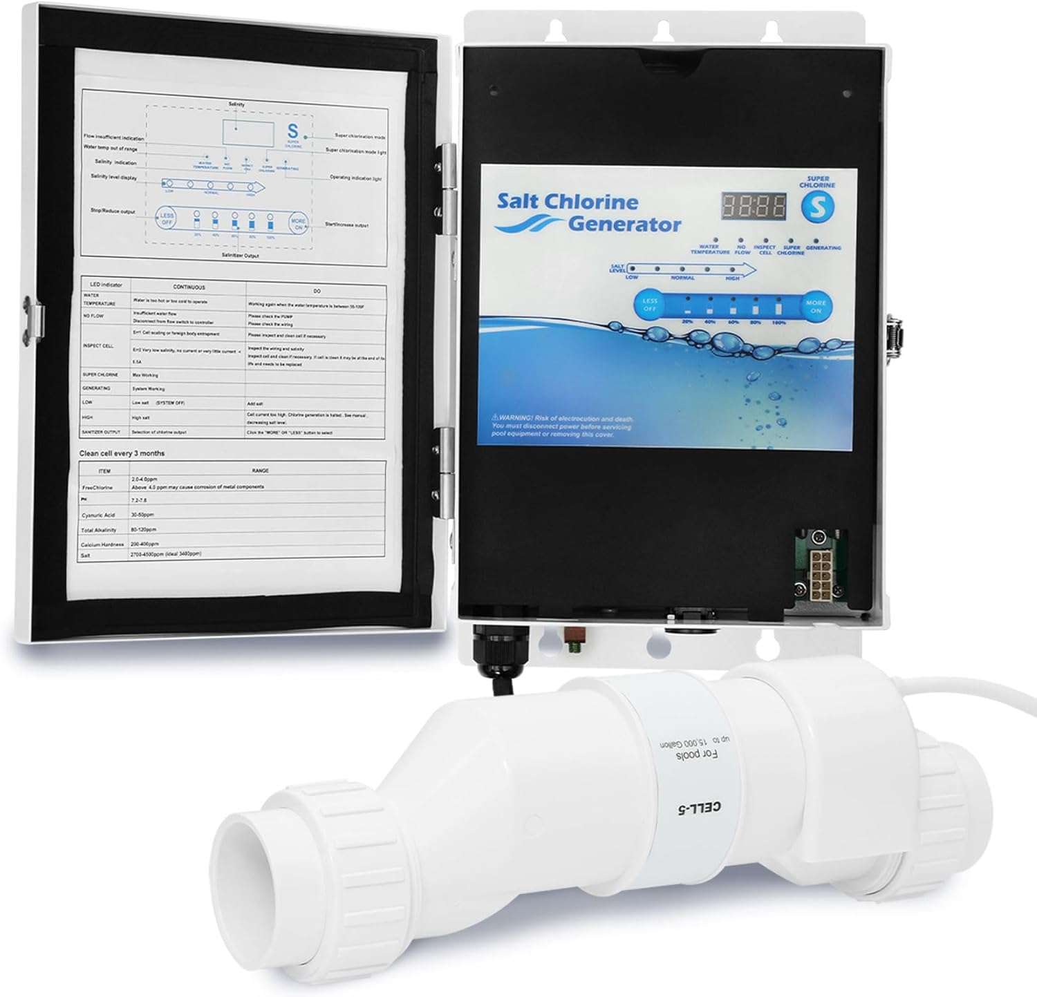 Salt Chlorine Generator-Up to 15,000 Gallons Pools, Saltwater Pool System 2 Year Warranty, Salt Water Pool Chlorinator System for Inground Pools. - 1