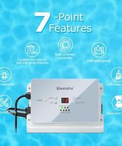 Saltwater Pool System, Westaho Salt Chlorine Generator with USA Titanium Cell, Designed for Above Ground Pools Up to 15,000 Gallons, Keeps Pool Water Clear with Less Maintenance - 3