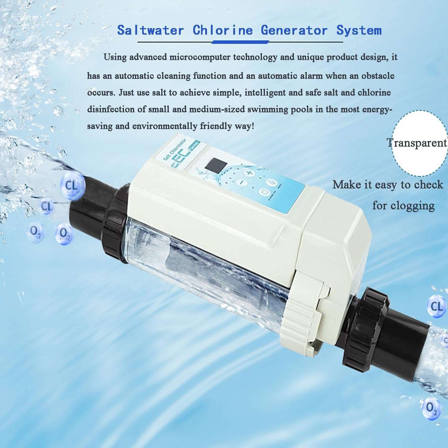 Saltwater Chlorine Generator System, EC12 Saltwater Pool System