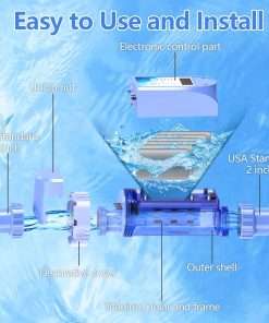 Salt Chlorine Generator - Up to 30,000 Gallons Pool, Compatible with Hayward Salt Cell Model No. T-Cell-9, Long-lasting Salt Water Pool Chlorinator System with Smart Digital Panel - 4