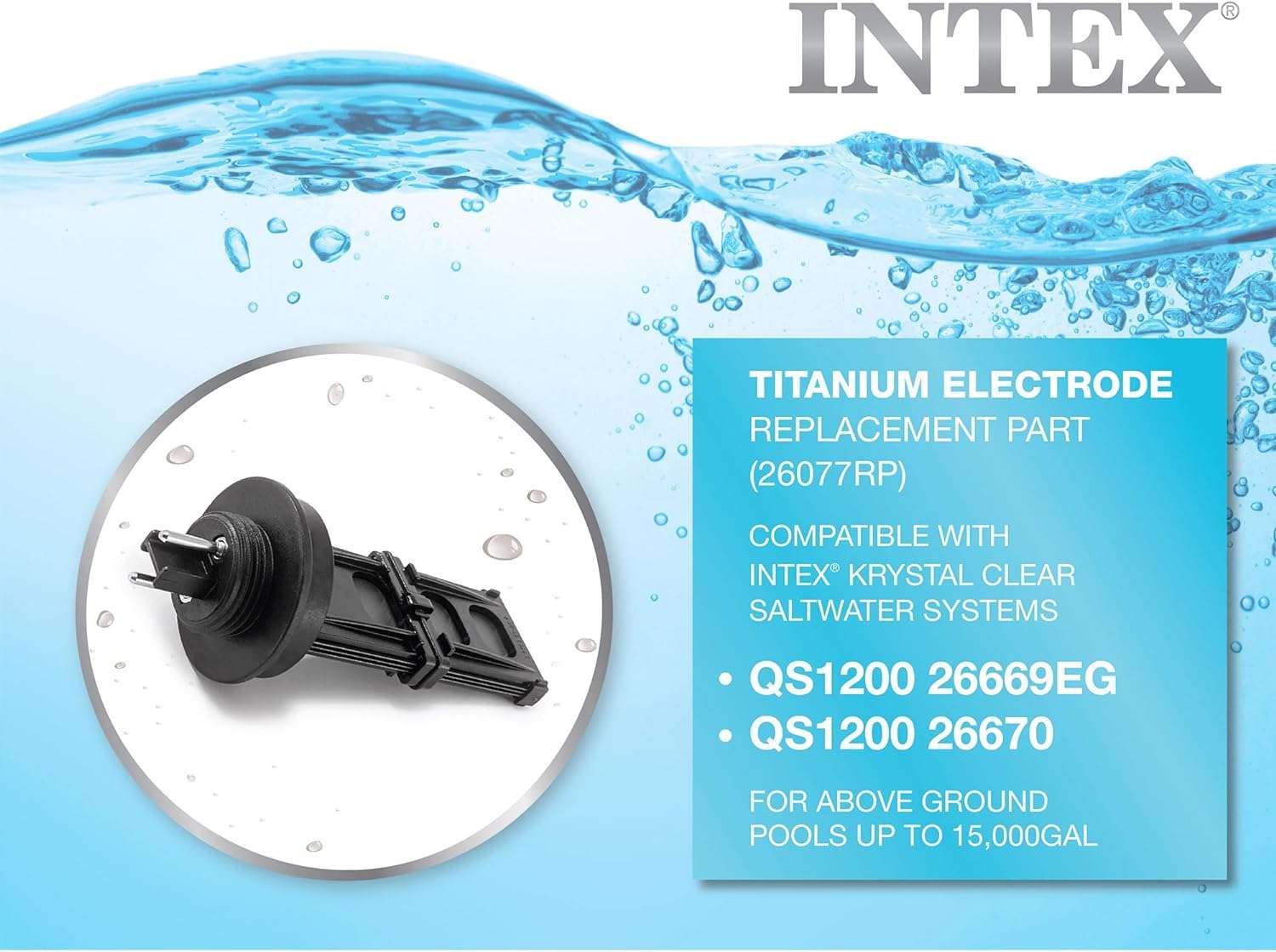 Intex Replacement Part 11904 Titanium Electrode for ECO6110 Krystal Clear Saltwater Chlorine System, Part Only - 2