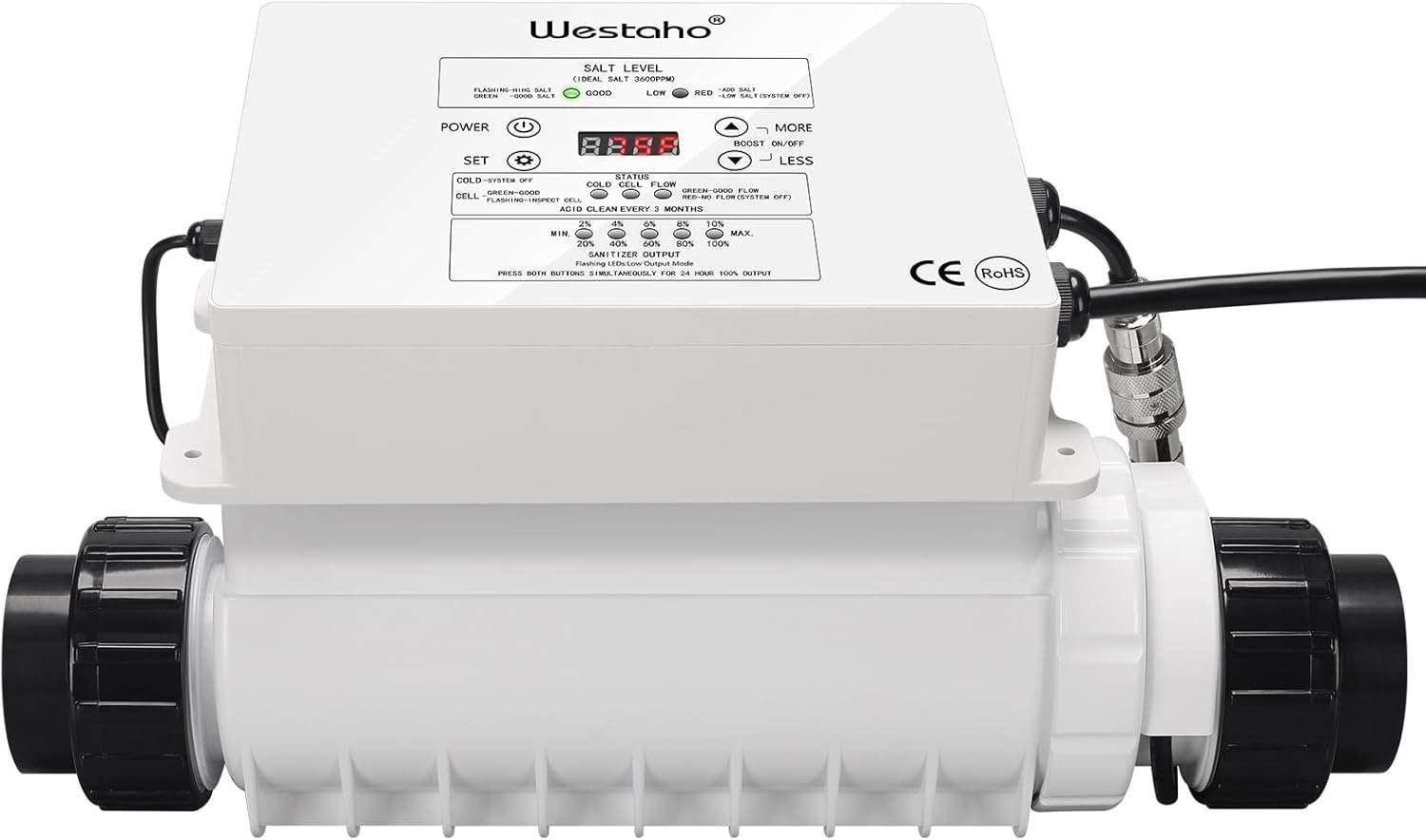 Salt Chlorine Generator, Westaho Salt Chlorination System for Inground Pools Up to 40,000 Gallons, USA Titanium Cell 7 Years Warranty - 1
