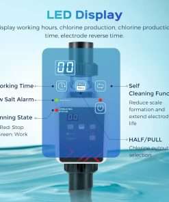 Bonvoisin Salt Water Pool Chlorinator System Salt Chlorine Generator for Above Ground Pools Saltwater Pool System with Titanium Cell, LED Control Panel - 3