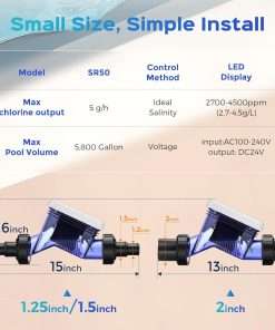 Bonvoisin Salt Water Pool Chlorinator System Salt Chlorine Generator for Above Ground Pools Saltwater Pool System with Titanium Cell, LED Control Panel - 6