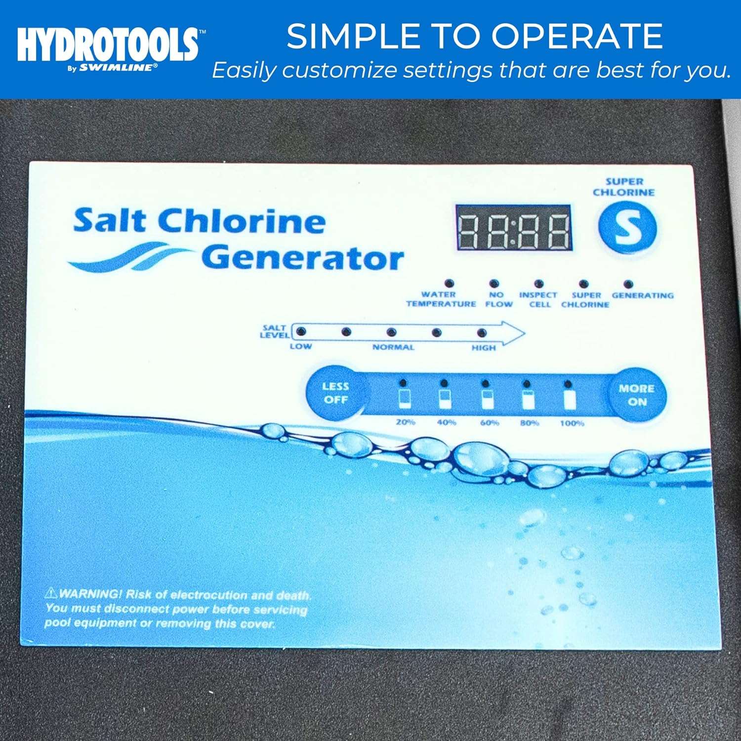 SWIMLINE HYDROTOOLS 87615 Salt Water Chlorine Generator System For Pools Up To 15K Gallons, 7 Titanium Plates 0.8 Lbs CL Output, Universal Compatibility Easy Install - 4