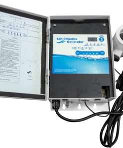 SWIMLINE HYDROTOOLS 87615 Salt Water Chlorine Generator System For Pools Up To 15K Gallons, 7 Titanium Plates 0.8 Lbs CL Output, Universal Compatibility Easy Install - 6