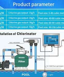Swimming Pool Chlorinator, Salt Water Pool Chlorine Generator Device, 15-20-30-50g-h Salt Water SPA Chlorinator Device, for Swimming Pool,Spa Water Treatment Machines - 6