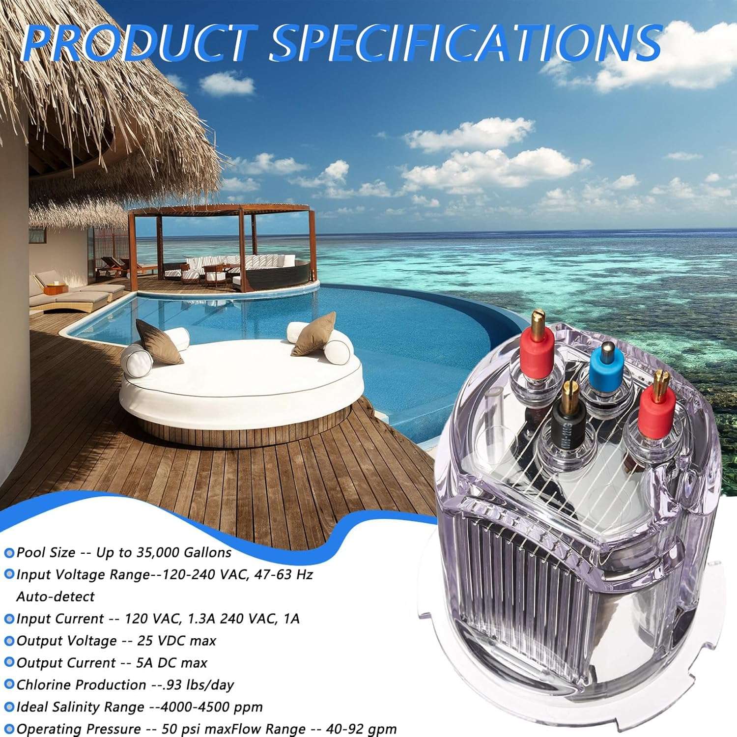 KOONDHEEND 35 Electrode Replacement for Select Zodiac AquaPure Ei Series Electronic Salt Water Chlorine Generator OEM#R0511400 - 4