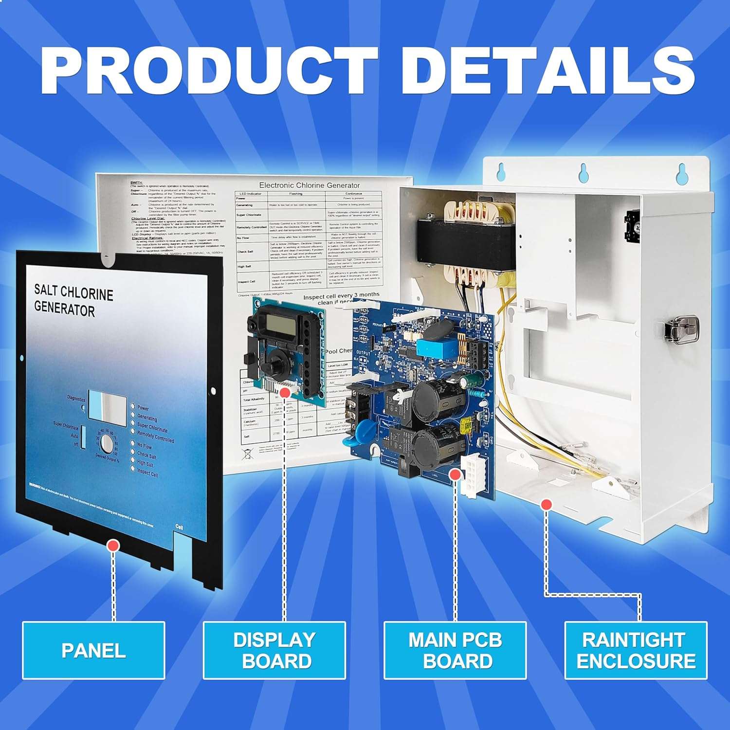 2024 New Upgraded GLX-CTL-RITE Control Unit Replacement for Hayward AQR Goldline Aqua Rite Electronic Salt Chlorine Generator,Compatible with T-Cell-3,T-Cell-9 and T-CELL-15 Cell - 2