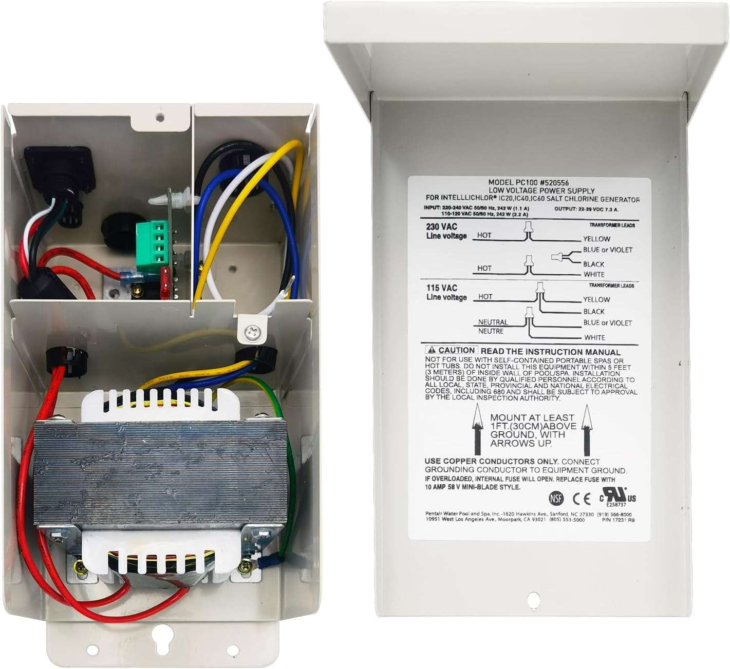 Pool Cleaner 520556 Power Center Compatible with IntelliChIor Pool and Spa Automatic Control System Models IC20, IC40, IC60 for Salt ChIorine Generator Systems - 1