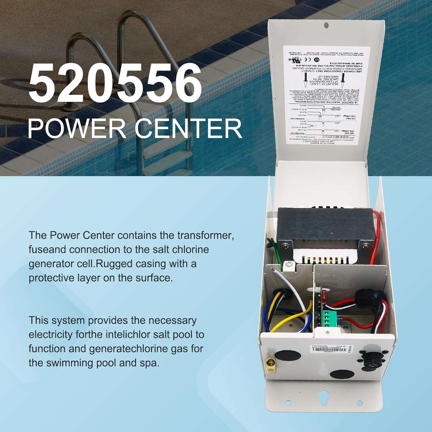 Pool Cleaner 520556 Power Center Compatible with IntelliChIor Pool and Spa Automatic Control System Models IC20, IC40, IC60 for Salt ChIorine Generator Systems - 5