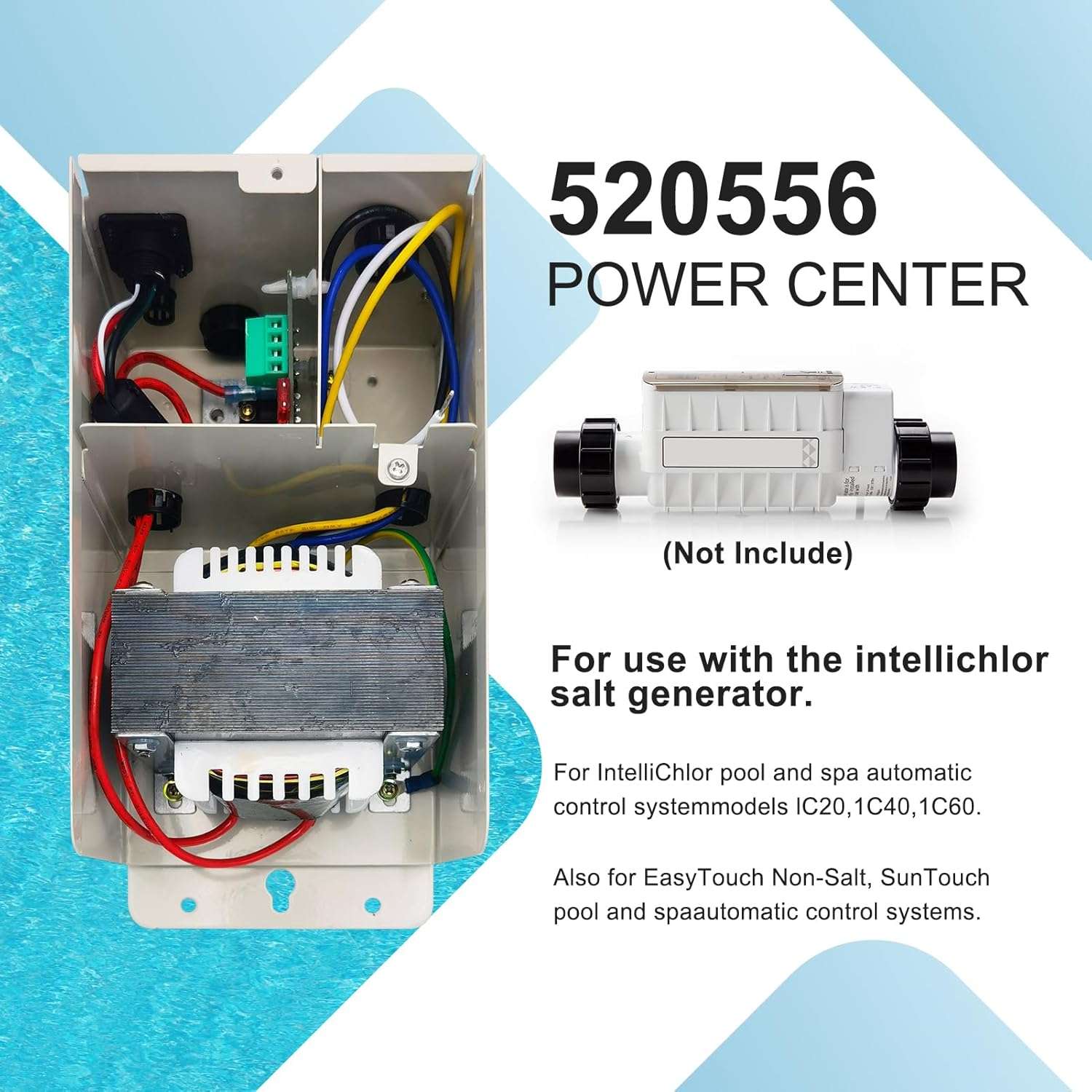 Pool Cleaner 520556 Power Center Compatible with IntelliChIor Pool and Spa Automatic Control System Models IC20, IC40, IC60 for Salt ChIorine Generator Systems - 6