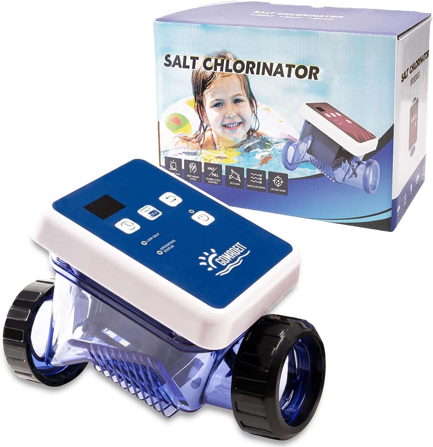Salt Water Chlorine System, Salt Chlorine Generator for Above Ground Pool Up to 6000 Gallon Pools, with Titanium Cell and LED Control Panel, SR050 - 1