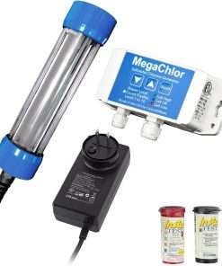 MegaChlor Saltwater Chlorine Generator, Chlorinator for Swim Spas and Above Ground Pools Up to 17,000 Gallons - 1