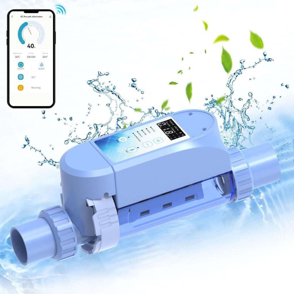 Saltwater Pool System with Smart Digital Panel, Blue