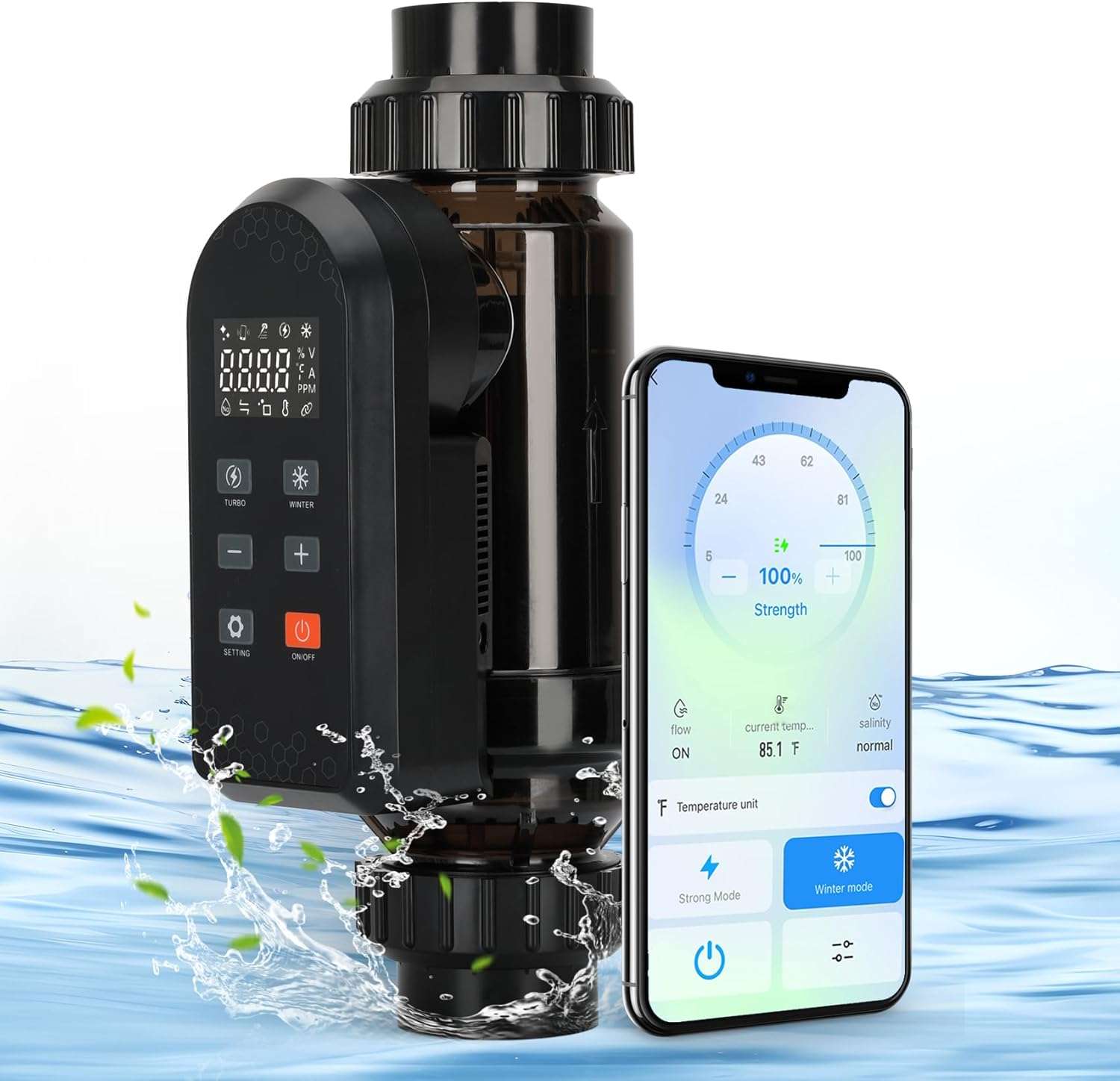 Salt Water Chlorination System for Swimming Pools, Up to 25,000 Gallons Pool, Built-in Wi-Fi & App Remote Control, Salt Water Pool Chlorinator System with Smart Digital Panel - 1