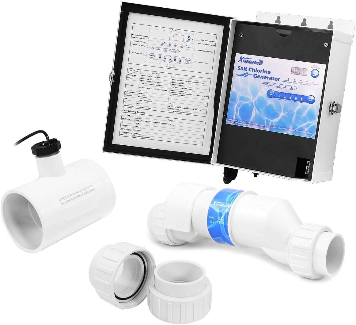 XtremepowerUS Salt System, Universal Pool Salt Chlorination System, Includes Control Panel, Flow Switch, Salt Cell, 15,000 Gallon - 1