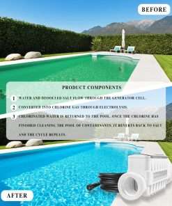 520555 Salt Chlorine Generator Cell, Suitable for Pools Up to 40,000 Gallons, Includes 15 Cable 2 PVC Unions - 5