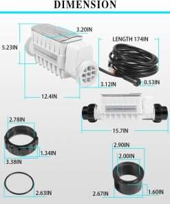 520555 Salt Chlorine Generator Cell, Suitable for Pools Up to 40,000 Gallons, Includes 15 Cable 2 PVC Unions - 7