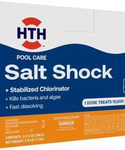 HTH 52047 Swimming Pool Care Salt Shock, Stabilized Chlorinator, 1 dose Treats 10000 gallons, 5x12oz Packets - 1