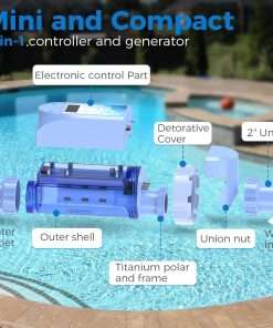 Salt Chlorine Generator - Up to 16,000 Gallons Pool, Saltwater Pool System with Smart Digital Panel, Blue,(Up to 16000 Gallons) - 3