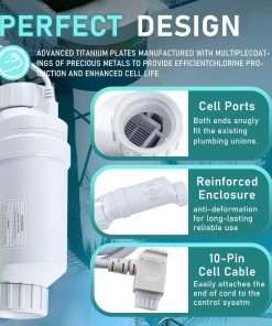 Salt Water Pool chlorinator System Fit for Hayward Turbo Cell T-15 Cell T 15 W3T-CELL-15 BLT15H Replacement Salt Generator for Inground Pools 40000 Gallon 3 Year Warranty - 2