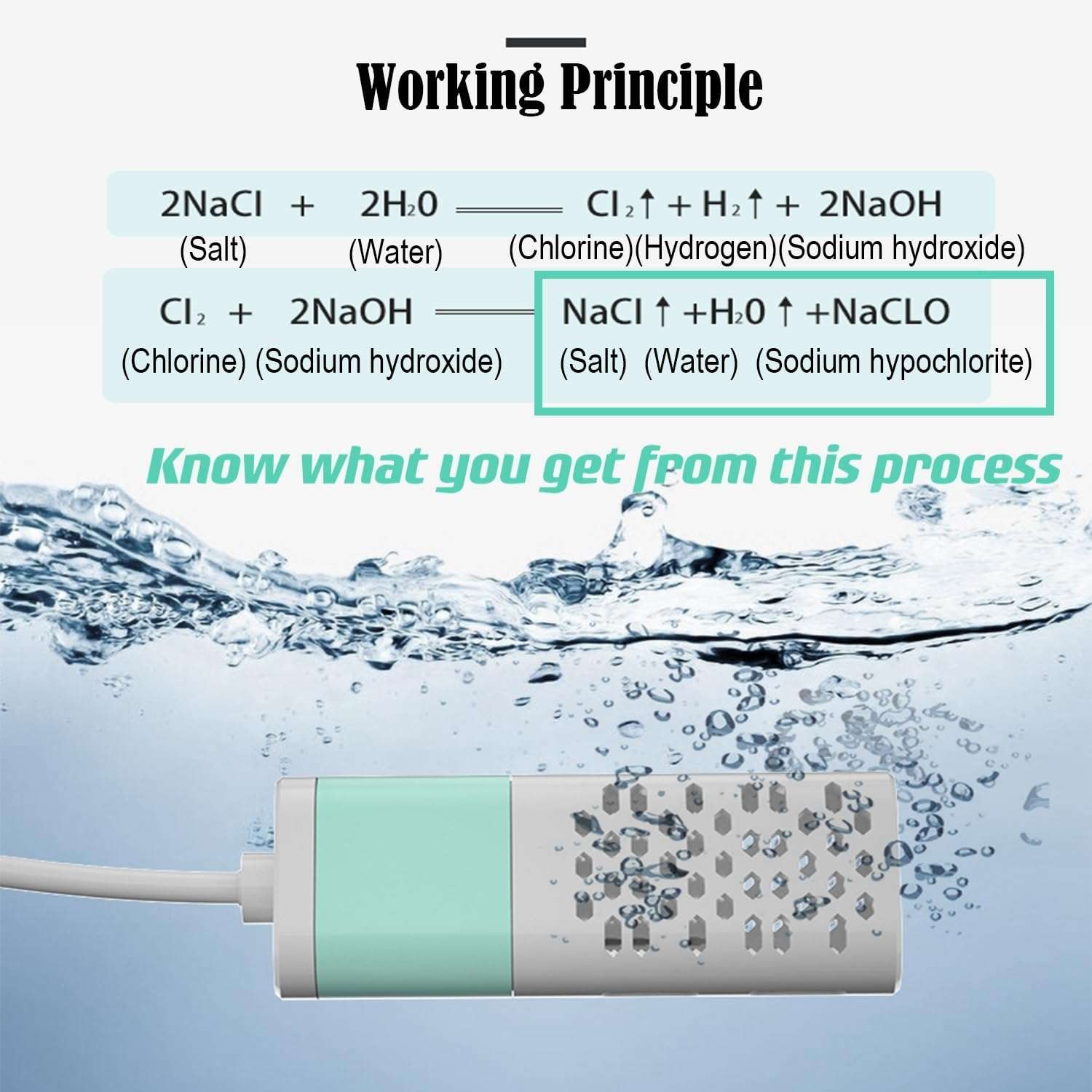 Sodium Hypochlorite Generator Multi-Purpose Cleaning Supplies Generator, Chlorine Testing Strips Included - 3