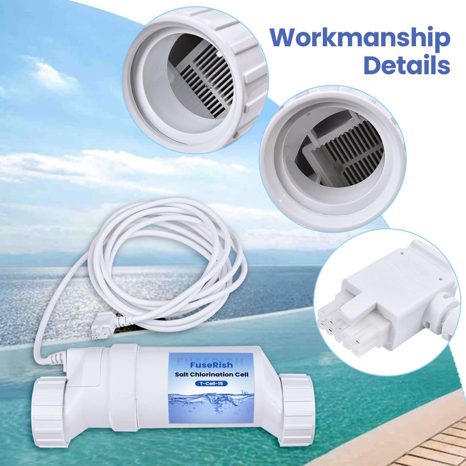 T-CELL-15 Replacement Salt ChIorination Cell Compatible with Hayward W3T-Cell-15, T-CELL-15-SWP for In-Ground Pools up to 40,000 Gallons Replace BLT15H - 8