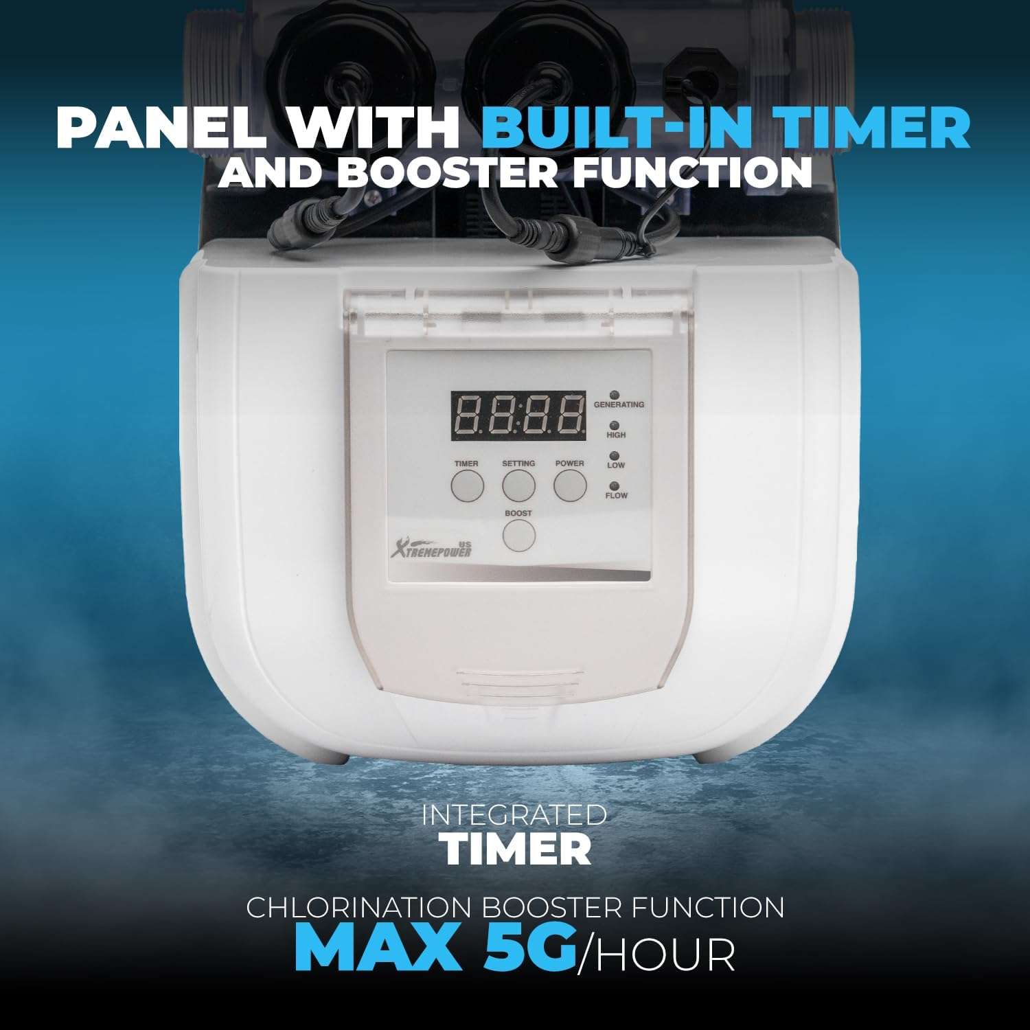 XtremepowerUS Above Ground Pool Saltwater System, Saltwater Chlorinator Built-in Timer for Above-Ground Swimming Pool up to 15,000 Gallons with E.C.O. - 5