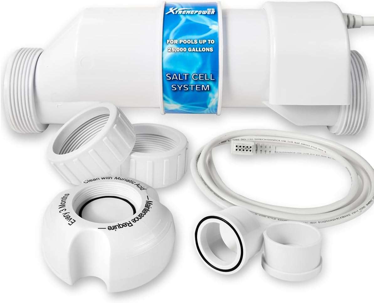XtremepowerUS Universal Chlorination Cell Plate Salt Cell In-Ground Swimming Pool Up to 25,000 Gallons Build-in Temperature Sensor w-Cleaning Stand - 1