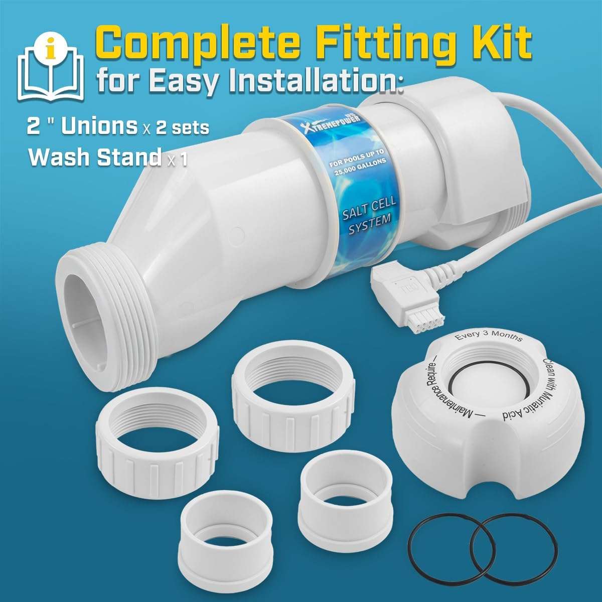 XtremepowerUS Universal Chlorination Cell Plate Salt Cell In-Ground Swimming Pool Up to 25,000 Gallons Build-in Temperature Sensor w-Cleaning Stand - 6