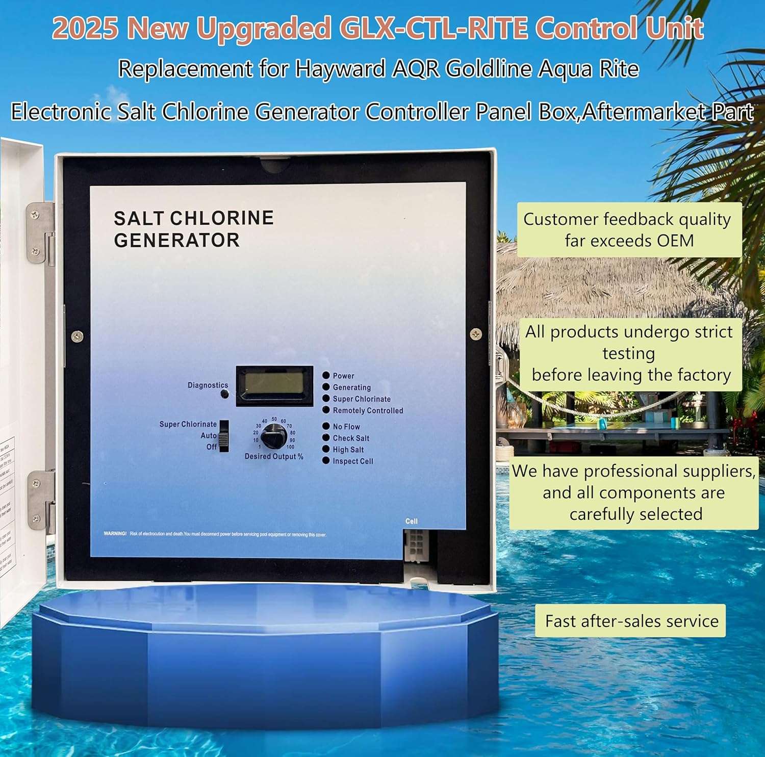 2025 New 𝑼𝒑𝒈𝒓𝒂𝒅𝒆 GLX-CTL-RITE Control Unit Replacement for Hayward AQR Goldline Aqua Rite Electronic Salt Chlorine Generator,Compatible with T-Cell-3,-Cell-9 and T-CELL-15 Cell - 3