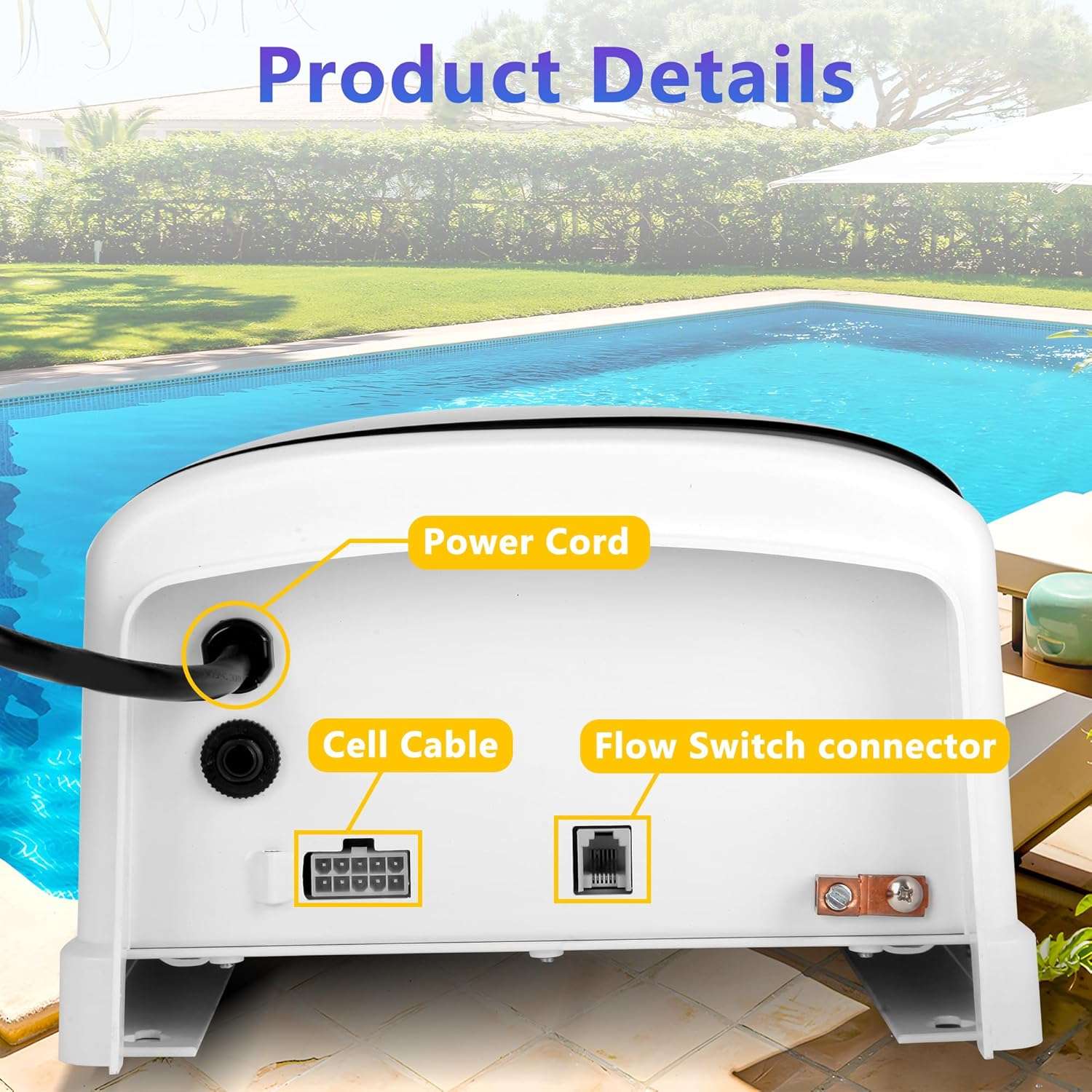 CHLORWORKS Salt Chlorine Generator for Swimming Pool – up to 40,000 Gallon Inground Salt Pool, Salt Water Pool Chlorinator System, 110V-220V, 1.5 & 2 Connection, 1-Year Limited Warranty - 7