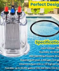 R0511400 35 Electrode Salt Cell Replacement for Zodiac Jandy AquaPure Ei Series 35 Electronic Salt Water Chlorine Generator APURE35 APURE35PLG Pools up to 35,000 Gallons - 3