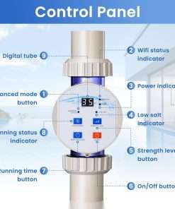 Salt Cell Chlorine Generator for Above-Ground Pools up to 11,887 Gallons, Upgraded Saltwater Chlorinator System with App Remote Control - 2