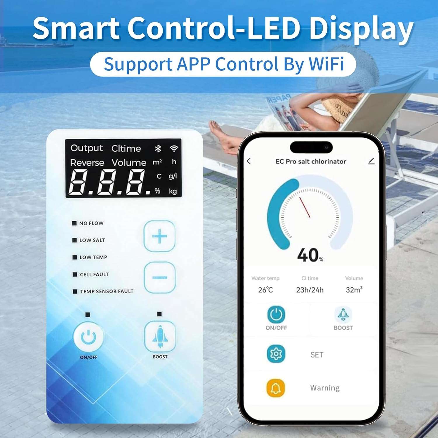 HOUSOUTION Salt Water Pool Chlorinator System, Salt Chlorine Generator with Smart App Control, Saltwater Pool System, Chlorinator for Inground Pool, Salt Cell for Pool - 4