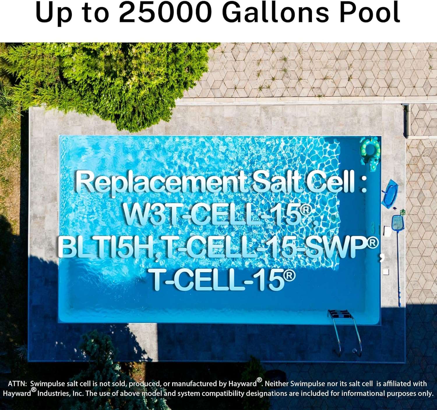 Salt Cell - up to 25,000 Gallons Swimming Pool Chlornie Generator,Salt Cell for Pool, Chlorination Pool Salt Cell Fits for Hayward W3T-Cell-9 BL1T9H - 2