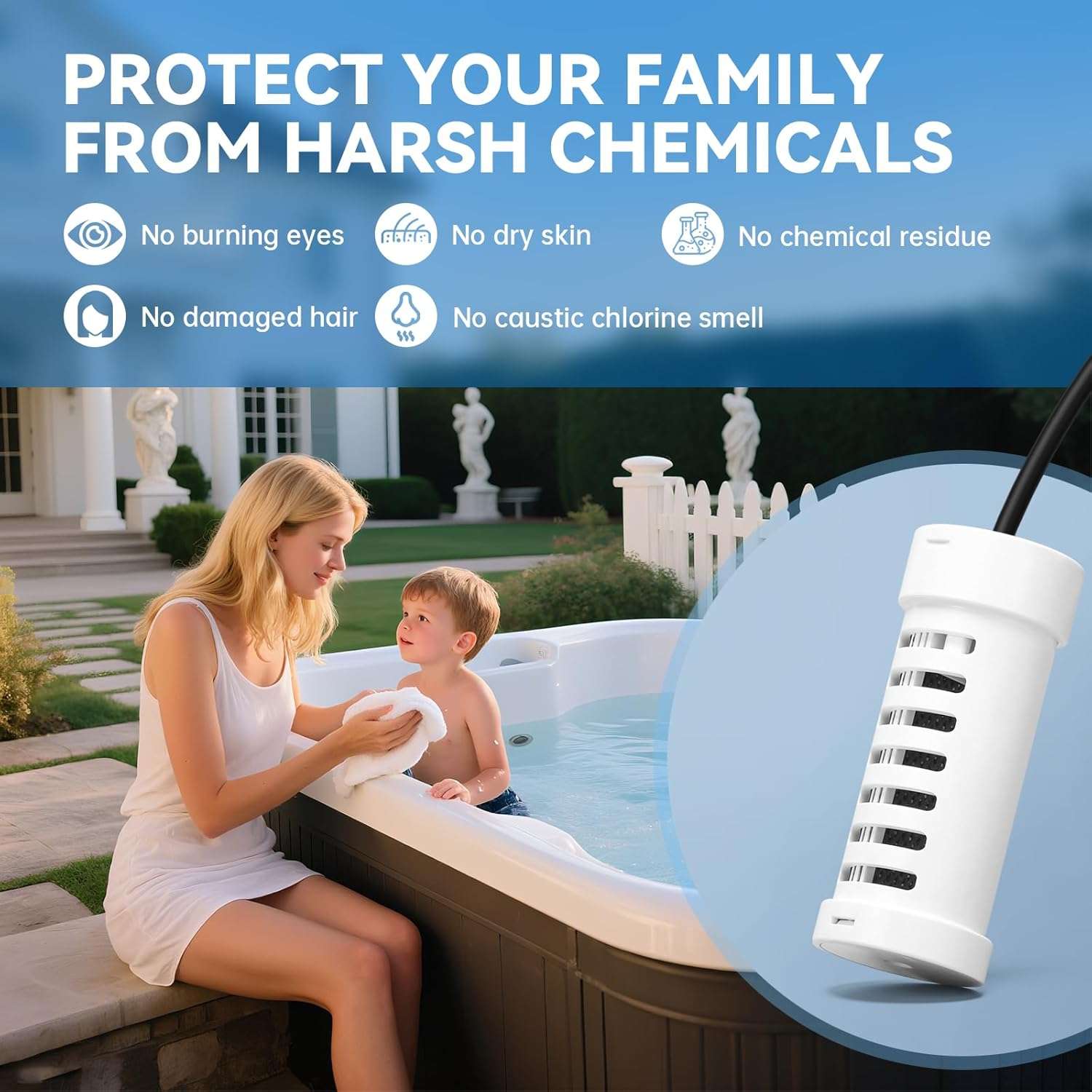 Salt Chlorine Generator, Briidea Chlorine Generator with USA Titanium Salt Cell, Designed for Hot Tubs & Swim Spas, Up to 2000 Gallons, Chemical-Free - 3