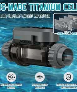 Salt Water Pool Chlorinator System - Saltwater Chlorine Generator with Smart App Control, USA Titanium Cell, Easy to Install, for Pools Up to 15,000 Gallons - 4