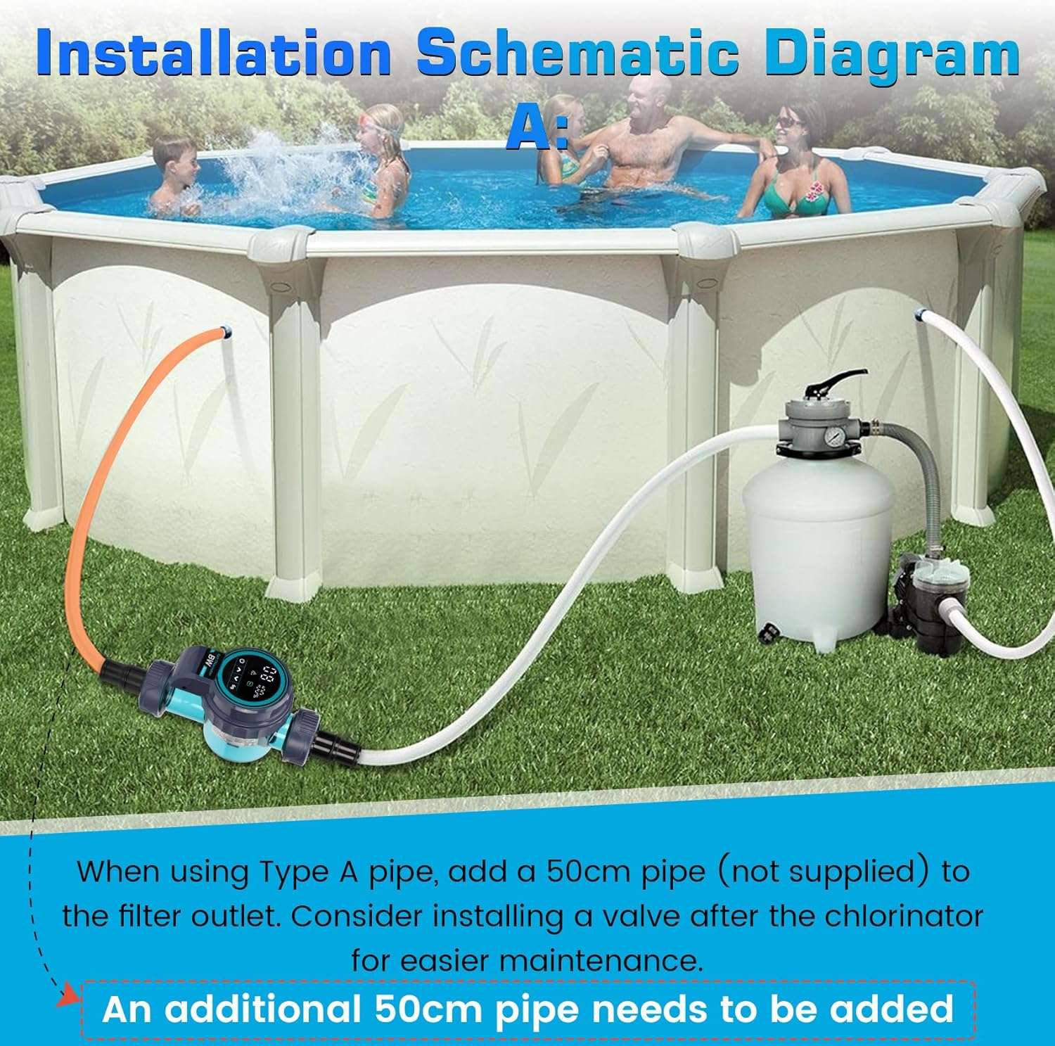 Smart Saltwater Chlorinator System for Above Ground Pool, Up to 15,800 Gallons Pool, Built-in Wi-Fi & App Remote Control, Chlorine Generators for Swimming Pools with Smart Digital Panel - 7