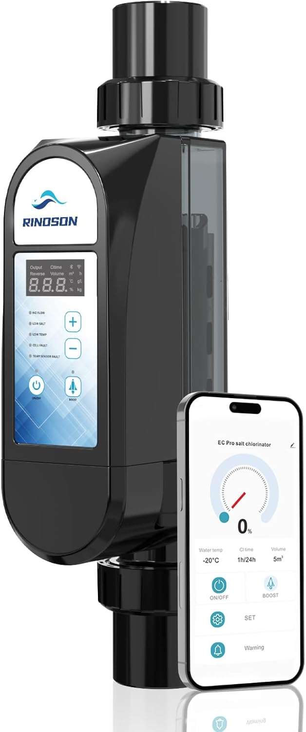 Smart Saltwater Pool Chlorinator System with Five Year Limited Warranty, App Remote Control & Titanium Plate Self-Cleaning WiFi Salt Chlorine Generator for Pools up to 33,500 Gallons - 1