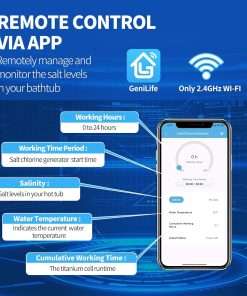 WiFi Salt Chlorine Generator, Briidea Chlorine Generator with USA Titanium Salt Cell, APP Monitoring & Real-Time Salt Alerts, for Swim Spas Up to 2,000 Gallons - 2