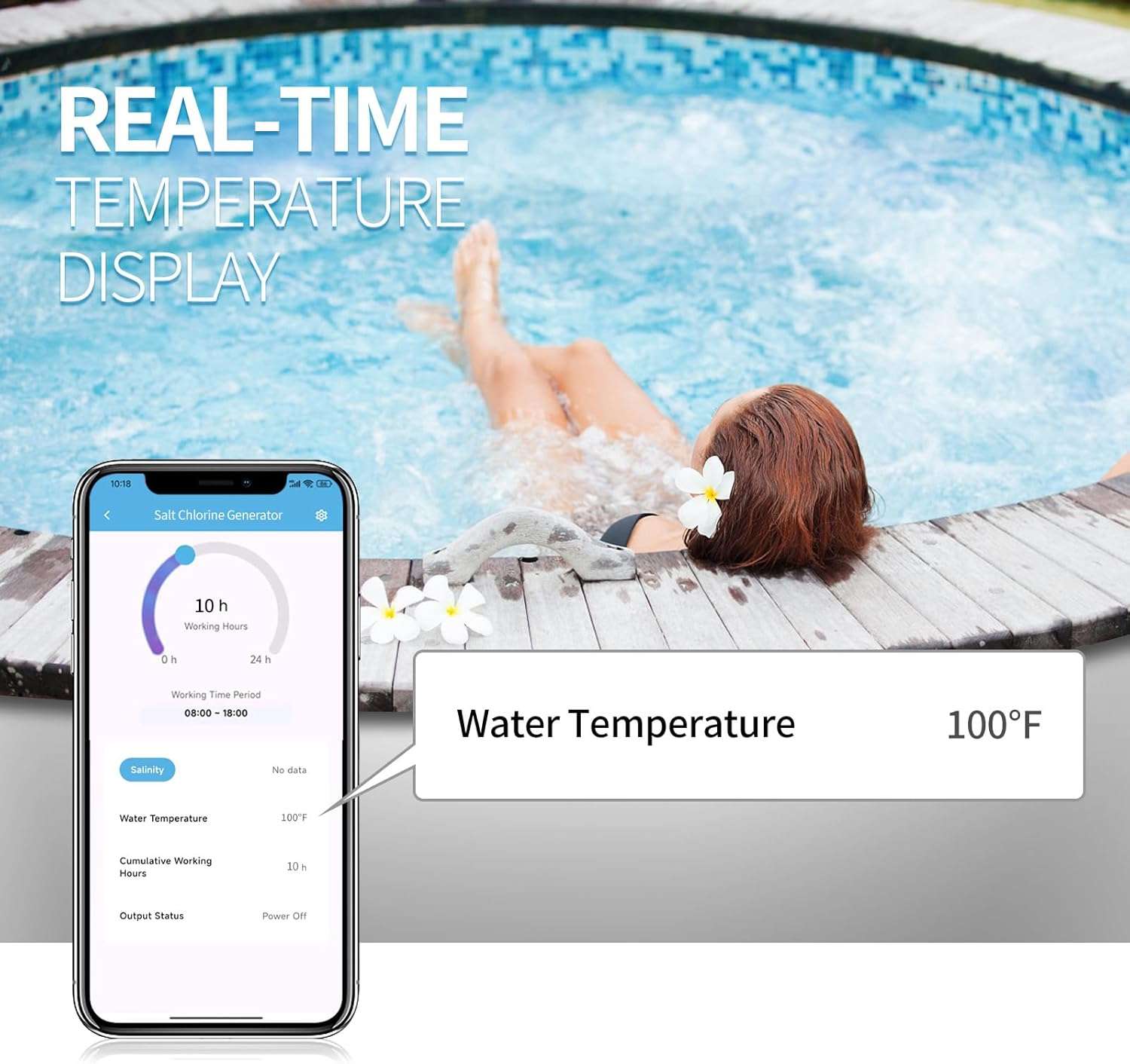 WiFi Salt Chlorine Generator, Briidea Chlorine Generator with USA Titanium Salt Cell, APP Monitoring & Real-Time Salt Alerts, for Swim Spas Up to 2,000 Gallons - 7