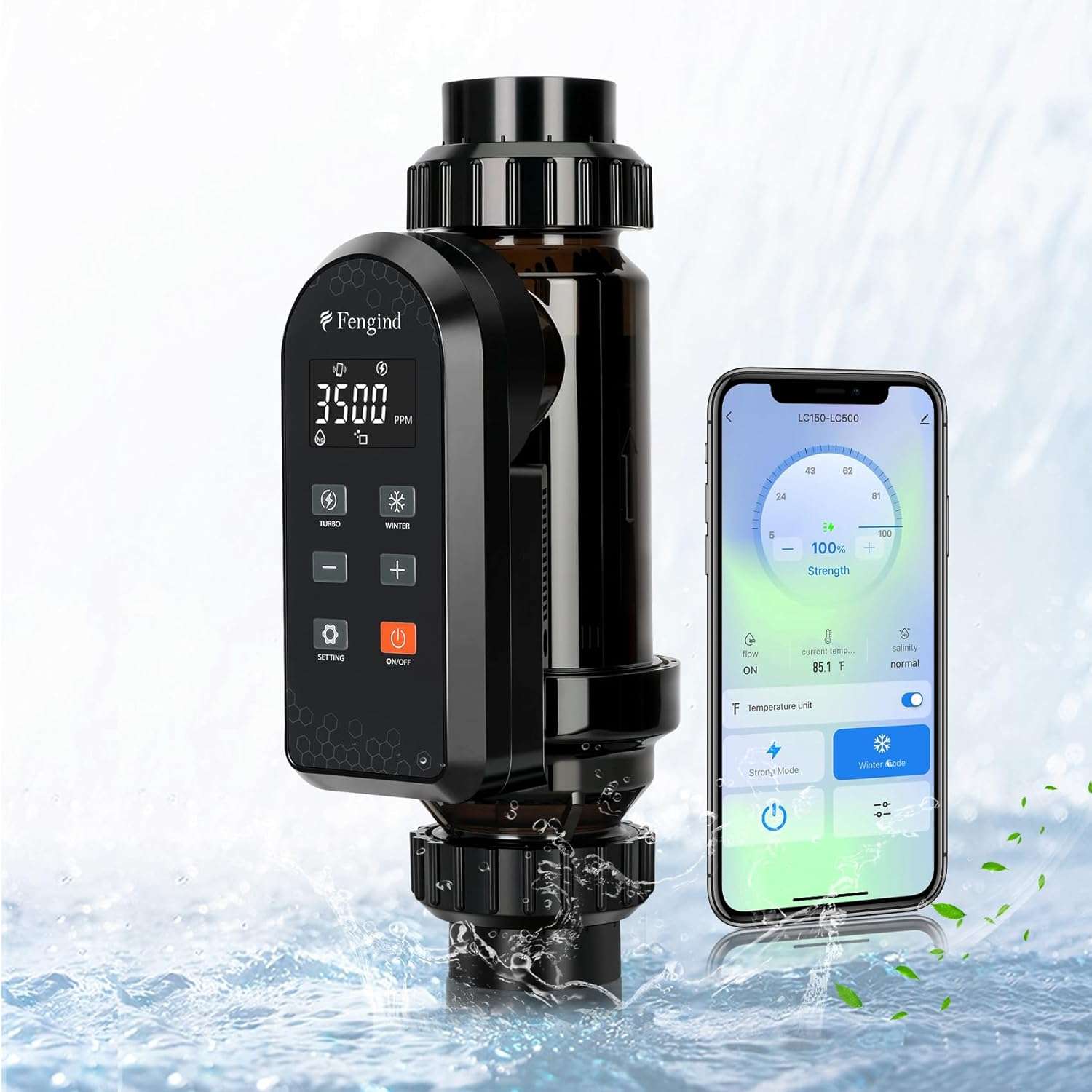 Chlorine Generator for Salt Water Pool, up to 40000 Gallons, Built-in Wi-Fi & App Remote Control, Salt Water Pool Chlorinator with Smart Digital Panel, Salt Water Pool Filter System - 1