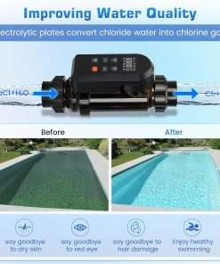 Chlorine Generator for Salt Water Pool, up to 40000 Gallons, Built-in Wi-Fi & App Remote Control, Salt Water Pool Chlorinator with Smart Digital Panel, Salt Water Pool Filter System - 6
