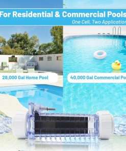 PPC1 Salt Chlorine Generator Cell with Unions Fit for Autopilot Pool Pilot Digital System – Replacement Cell RC-35-22 RC-5 SC-36 AP-150,Up to 28,000 Gallons,5 Titanium Blades - 4